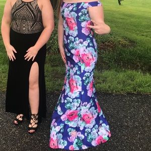 Floral Off the Shoulder Mermaid Prom Dress